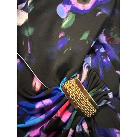 Cache Black Floral Dress With Gold Accent & Keyhole Neckline Small - Picture 5 of 6